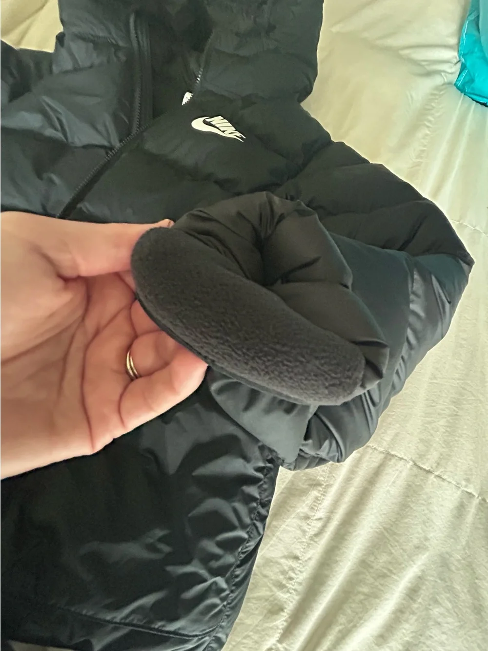 Nike Black Puffer Jacket with White Swoosh